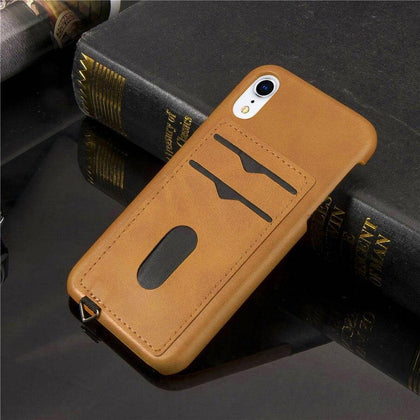 2-layer Business Credit Pocket For iPhone XS XR MAX case Cell Phone ID Card Holder Slim Case for iPhone 7 8 Plus 6s 6 Plus cover