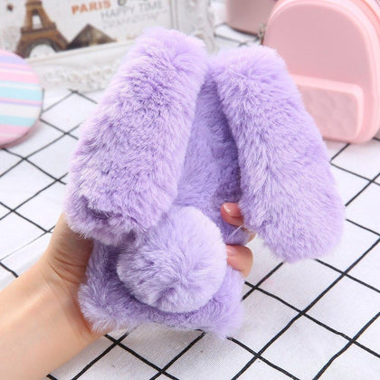 TIKITAKA Cute Rabbit Warm Plush Phone Case For iphone XR XS Max Fashion Plain Fur Case For iphone 5 6s 7 8 Plus X XS Back Cover