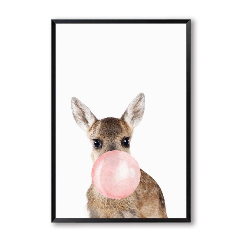 Bubble Chewing Gum Giraffe Zebra Animal Posters   Canvas Art Painting Wall Art Nursery Decorative Picture Nordic Style Kids Deco