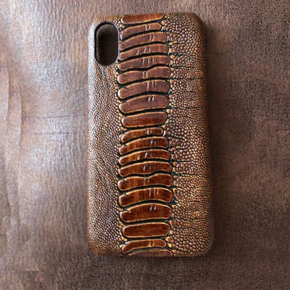 LANGSIDI Natural leather ostrich foot mobile phone case for iPhone x xr xs max 8plus 8 7 7plus 6 6s 6splus Luxury shell cover