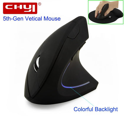CHYI Wireless Mouse Ergonomic Optical 2.4G 800/1200/1600DPI Colorful Light Wrist Healing Vertical Mice with Mouse Pad Kit For PC