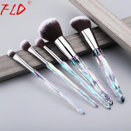 FLD 5Pcs Crystal Style Makeup Brushes Set Powder Foundation Eye Blush Brush Cosmetic Professional Makeup Brush Kit Tools