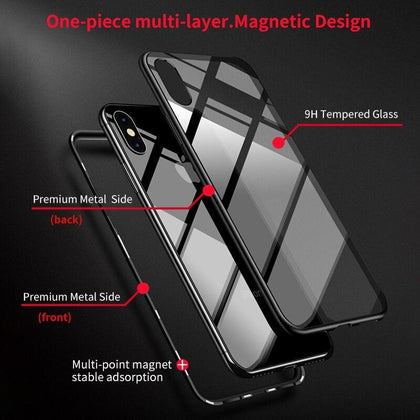 iHaitun Luxury Magnetic Glass Case For iPhone XS MAX XR X Cases Slim Magnet Flip Back Cover For iPhone X 10 7 8 Plus Phone Cases