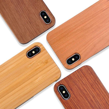 100% Original Real Wood Case For iPhone X 8 7 6 6s Plus 5 5s SE Fundas Genuine Natural Wooden + Hard PC Back Cover Phone Cases