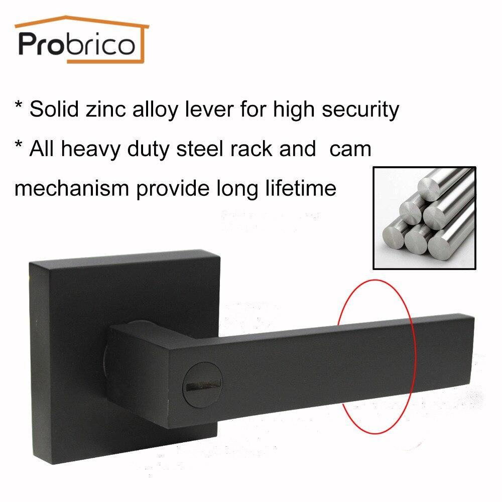 Probrico Keyless Interior Door Locks Stainless Steel Heavy Duty Locker Black/Satinnickel Locksets For Bathroom Kitchen Bedroom
