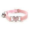 Heart Charm And Bell Pet Collar Safety Elastic Adjustable With Soft Velvet Material Collar