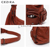 Cezira Large Soft Casual Women Bags Functional Girl School Backpack Pu Leather Bag Ladies Multi Pockets Messenger&Shoulder Bag
