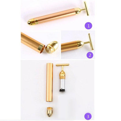 New Technology 24K Beauty Bar Golden Energy Face Massager Beauty Care Vibration Facial Massager 1PC Slimming Face