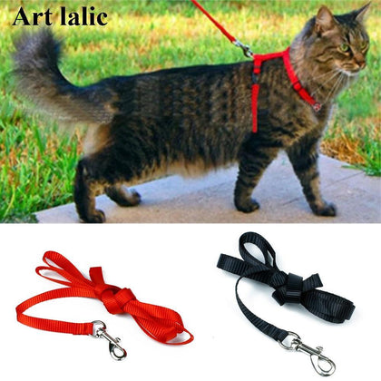 Cat Harness And Leash Hot Sale 3 Colors Nylon Products For Animals Adjustable Pet Traction Harness Belt Cat Kitten Halter Collar