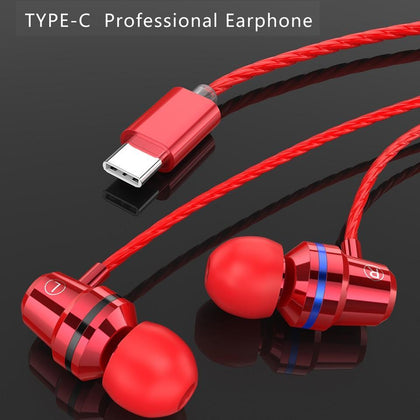 USB Type C Earphone Metal Headset Super Bass Earbuds with Microphone For Mobile Phone Xiaomi Huawei Fone de ouvido Auriculares