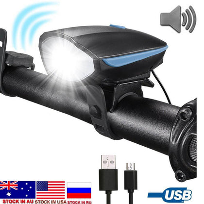 Dropshipping Bike Light LED Flashlight With Bell + Horn Luces Bicicleta  Lamp MTB Road Cycling Headlight Bicycle Accessories