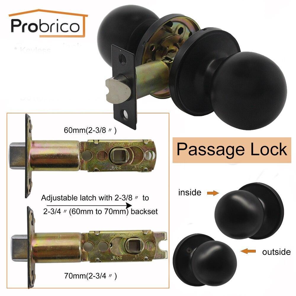 Probrico Stainless Steel Black Door Lock Entrance/Privcy/Passage/Deadbolt Locker Key/Keyless Security Door Knob Handle Dl607Bk