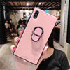 For Iphone X Xs Max Square Fashion Classic Phone Case For 6S 7 8 Plus Luxury Tempered Glass With Stand Ring Buckle Upscale Cover