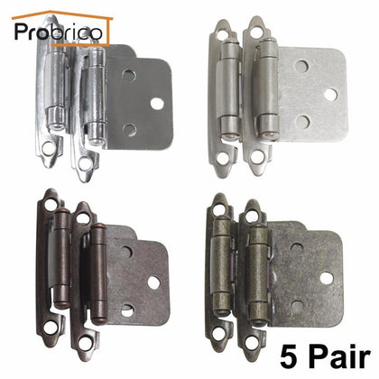 Probrico 5 Pair Self Close Cabinet Door Hinge Kitchen Cupboard Flush Hinge Antique Furniture Hardware