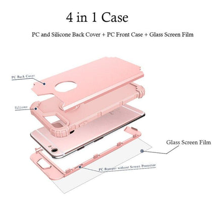 Shockproof Phone Cases For iPhone X XS Max XR 8 7 6 6s Plus Case 3 in 1 PC + TPU Hybrid Full Protective Cover Screen Film
