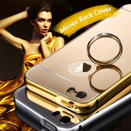 Luxury Aluminum For iphone 5 5S SE Phone Case Metal Frame Acrylic PC Mirror Shockproof Back Cover For iphone On 4 4S 5 5S Cases