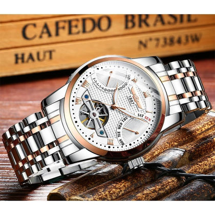 HAIQIN Men's watches Mens Watches top brand luxury Automatic mechanical sport watch men wirstwatch Tourbillon Reloj hombres 2018