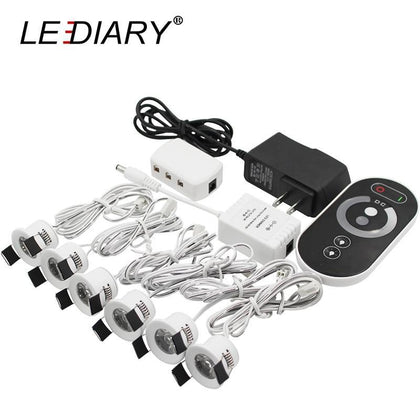 LEDIARY LED Mini Downlights Remote Control Dimmable White Spot Lamp 1.5W 110V-220V 27mm Cut Hole Size Indoor Cabinet Lighting