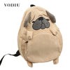Women Backpack Schoolbag Canvas Cute Dog Fox Ear Embroidery Corduroy Backpack Female Vintage Notebook Backpack For Girls School
