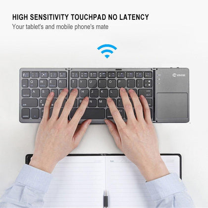 Portable Folding bluetooth Wireless Keyboard Russian Rechargeable Foldable Touchpad Keypad for IOS Android Windows ipad Tablet