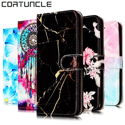 COATUNCLE Flip Leather Case sFor Coque Samsung Galaxy J5 2017 J530 Case For Samsung J5 2015 2016 Wallet Cover Marble Phone Case