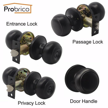 Probrico Stainless Steel Black Door Lock Entrance/Privcy/Passage/Deadbolt Locker Key/Keyless Security Door Knob Handle DL609BK