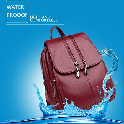 Casual Double Zipper Backpack Female Large Capacity School Bag for Girl Brand Leather Shoulder Bag for Women 2018 Lady's Bag