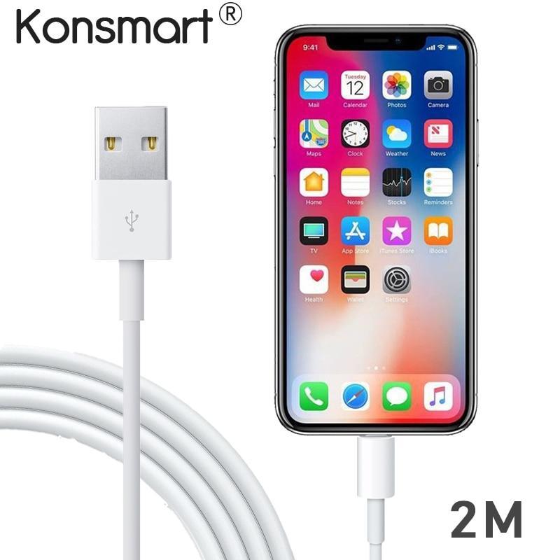 Konsmart 2M Original Usb Cable Cord For Iphone Xs Max X 8 7 Plus Xr Ipad Pro Air Ipod Fast Charging Data Ipad Cable Charger (2M)