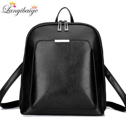 Vintage Women Backpack High Quality Leather School Bags For Girls Lady Simple Style Backpack Large Capacity Leisure Shoulder Ba