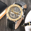 Luxury Hollow Automatic Watch Mechanical Men Black Leather Wrist Watches Transparent Skeleton Business Casual Self Wind Clock