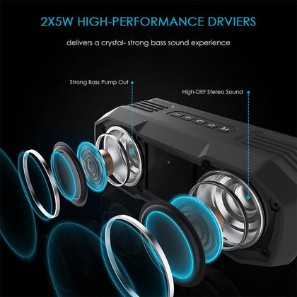 CRDC Bluetooth Speaker 4.2 Waterproof Portable Outdoor Wireless Stereo Mini Column Bass Loudspeakers with Mic for iPhone Xiaomi