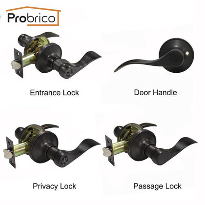 Probrico Stainless Steel Entrance/Privcy/Passage Door Lock Oil Rubbed Bronze Door Knob Door Handle DL12061ORB