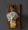 Ins Rustic Mason Jar Wall Sconces With Led Fairy Lights & Flowers For Country Home Wedding Cafe Bar Wall Bedroom Decoration