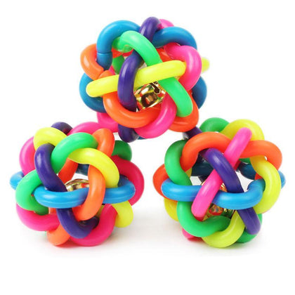 Fashion 1Pc Dog Toys Colorful Plastic Round Ball With Small Bell Pet Chewing Ball For Cat Gift S/M