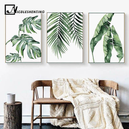 Watercolor Leaves Wall Art Canvas Painting Green Style Plant Nordic Posters and Prints Decorative Picture Modern Home Decoration