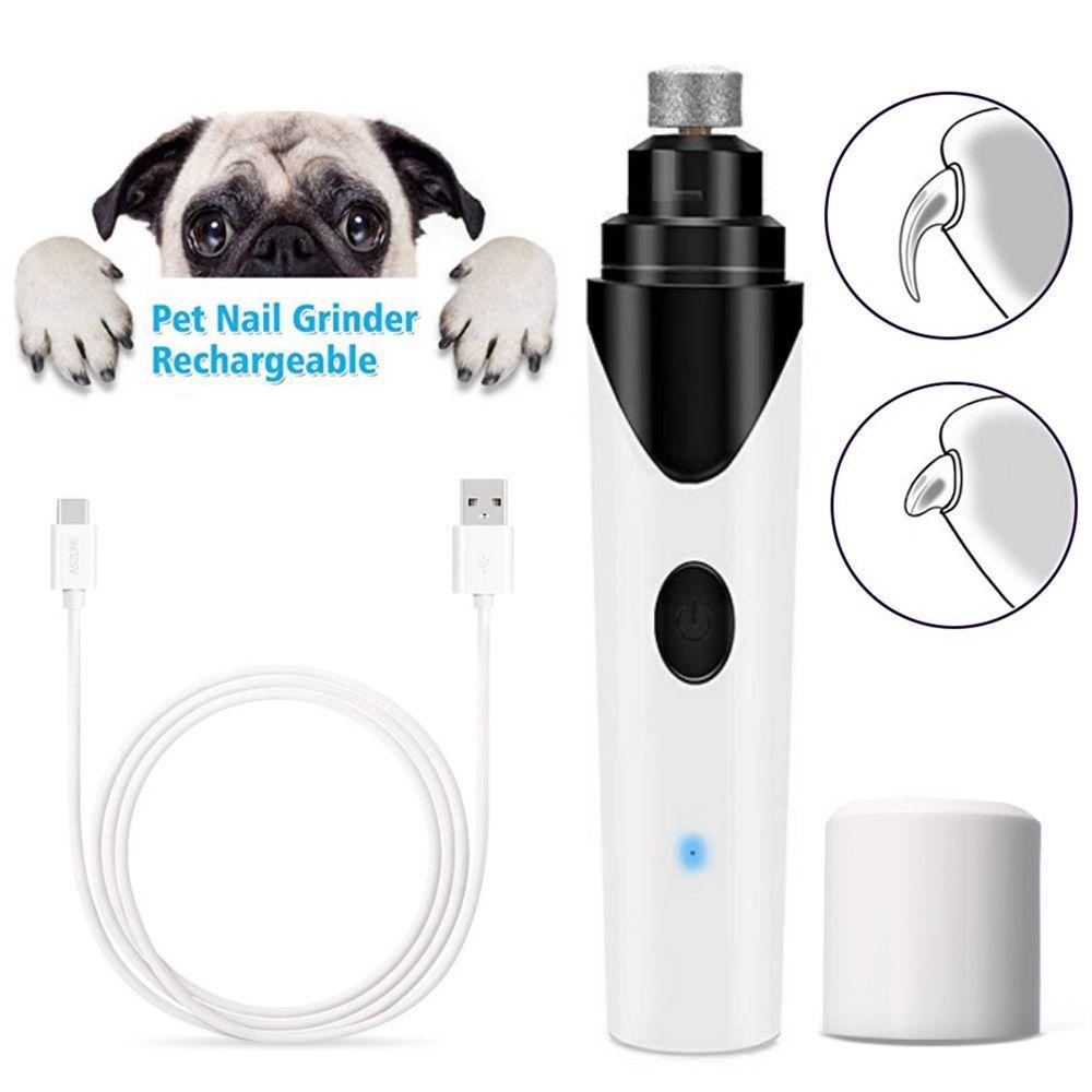 Electric Pet Nail Grinder Pet Paws Trimmer Dog Nails Grooming Tool Cat Nail Clipper Trimming Cutter Usb Charging Pet Shop Supply (White Universal)
