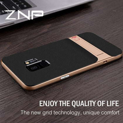 ZNP Holder Phone Case For Samsung Galaxy S10 S9 S8 Plus S10E PC+TPU Stand Full Cover Cases For Samsung Note 8 9 S7 S8 S9 Case
