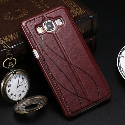 Flip View Window Leather Cases For Samsung Galaxy A3 A5 A7 2015 2016 2017 A300F A500F A310F A510F A710F Case Luxury Phone Cover