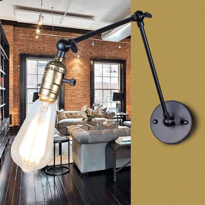 Wall light Edison light bulb long arm switch wall lamp loft American country lighting  retro industry Vintage iron WALL Lamps