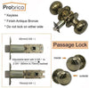 Probrico Antique Bronze Round Door Locks Security Interior Door Handle For Toilet Bathroom Bedroom  Laundry Children'Room