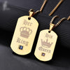 Uloveido Her King And His Queen Necklaces & Pendants Titanium Couple Gold Color Necklace Stainless Steel Suspension Gifts Sn118 (One Pair Pendants)