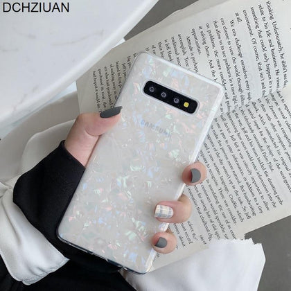 DCHZIUAN Fashion Conch Shell Shine Phone Case For Samsung Galaxy S10 Plus S8 S9 Plus S7 Edge Note 8 9 Cover Soft Silicone Cases