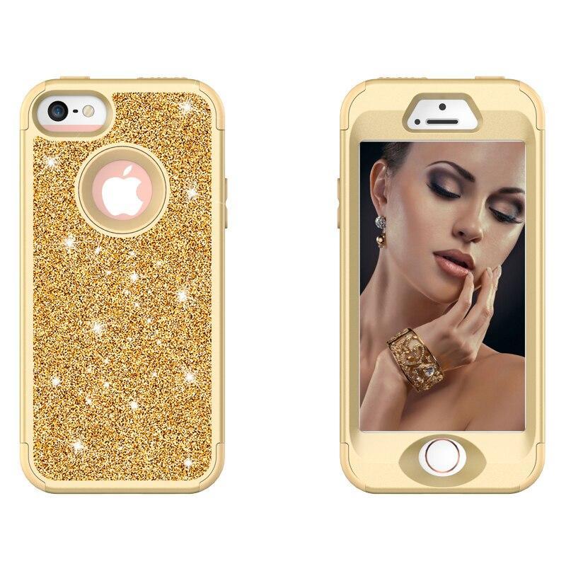 Case For Iphone 5 5S Luxury Bling Armor Shockproof Glitter Sparkle Cover Soft Silicon Pc Hybrid Protect Phone Case For Iphone Se