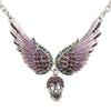 Yacq Angel Wings Skull Choker Necklace Guardian Biker Crystal Goth Jewelry Gift For Women Silver Color Nc07 (18+2)"