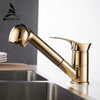 Kitchen Faucets 360 Degree Swivel Pull Out Kitchen Sink Faucet Water-Saving Polished Black Basin Crane Mixer Brass Tap Wf-7005