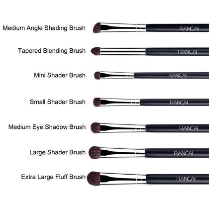 RANCAI 7pcs Eye shadow Makeup Brushes Set Natural Animal Horse Pony Soft Hair Cosmetics Blending Smudge Shader Brush Beauty Kit
