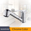 Kitchen Faucets 360 Degree Swivel Pull Out Kitchen Sink Faucet Water-Saving Polished Black Basin Crane Mixer Brass Tap Wf-7005