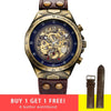 Steampunk Bronze Automatic Watch Men Mechanical Watches Vintage Retro Leather Transparent Skeleton Watch Clock Man