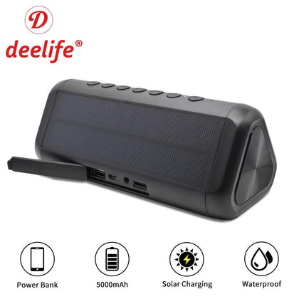 Bluetooth Speaker Waterproof Portable Column Wireless Stereo Music Box Solar Power Bank Boombox MP3 Loudspeaker Outdoor Speakers