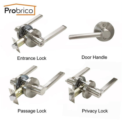 Probrico Stainless Steel Entrance/Privcy/Passage Door Lock Satin Nickel Door Knob Door Handle DL1637SN